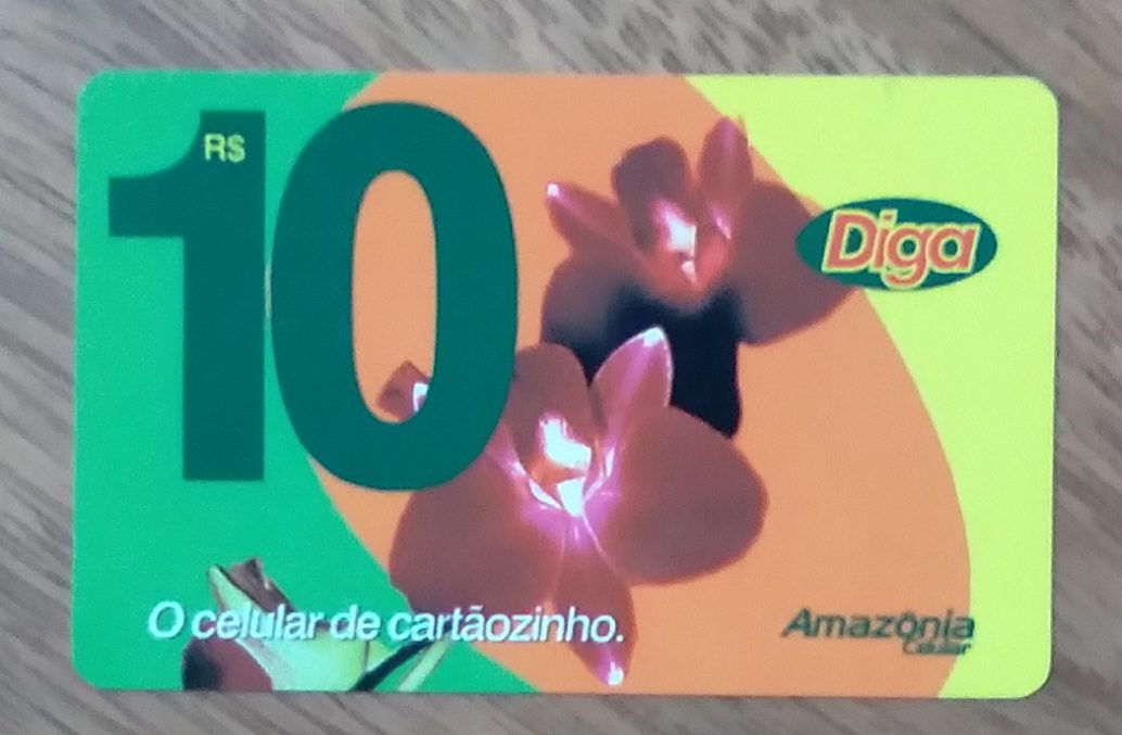 Cartão Brasil Amazônia Celular Padron 3980. Orquidea rosa.