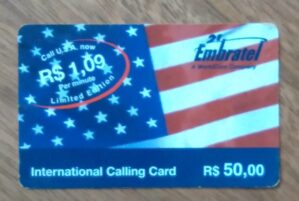 Cartão Brasil Embratel. Bandeira Estados Unidos.
