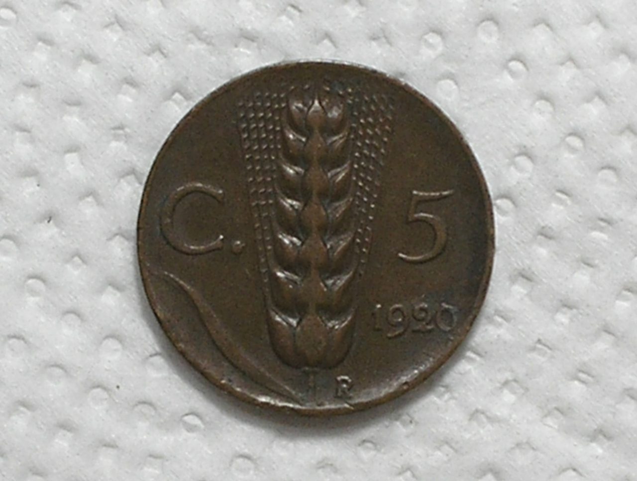 Itália) 5 Centesimi - 1920 / Sob / Co / box58