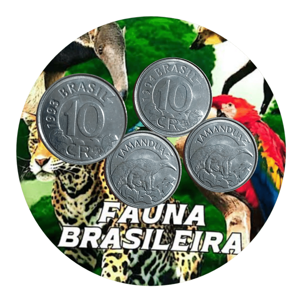 Kit 2 moedas 10 Cr$ Fauna Brasileira 1993/19944 Sku 1355