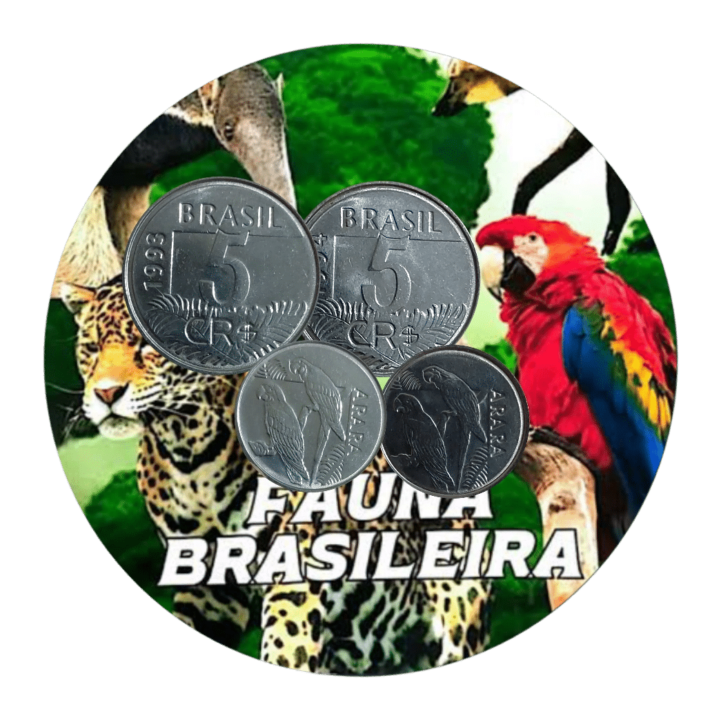 Kit 2 moedas Fauna Brasileira 5 Cr$ 1993/1994 Sku 1354
