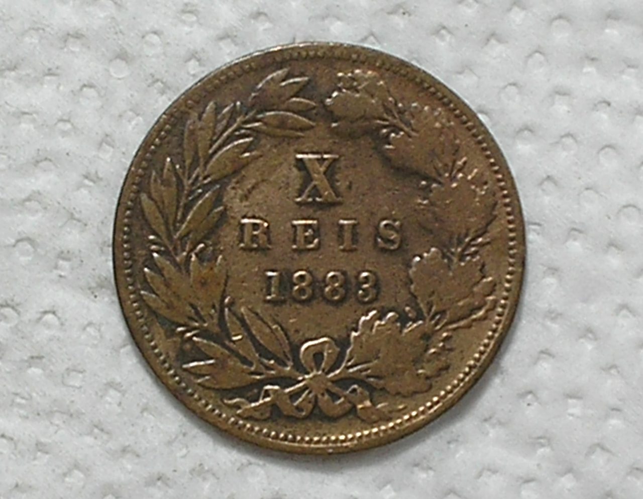 Portugal) X Réis - 1883 / Mbc / Bz / box58