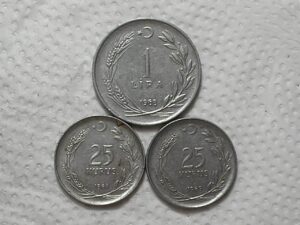 Turkia) 25 Kurus - 1968 - 1969 + 1 Lira - 1968 / St. / box59