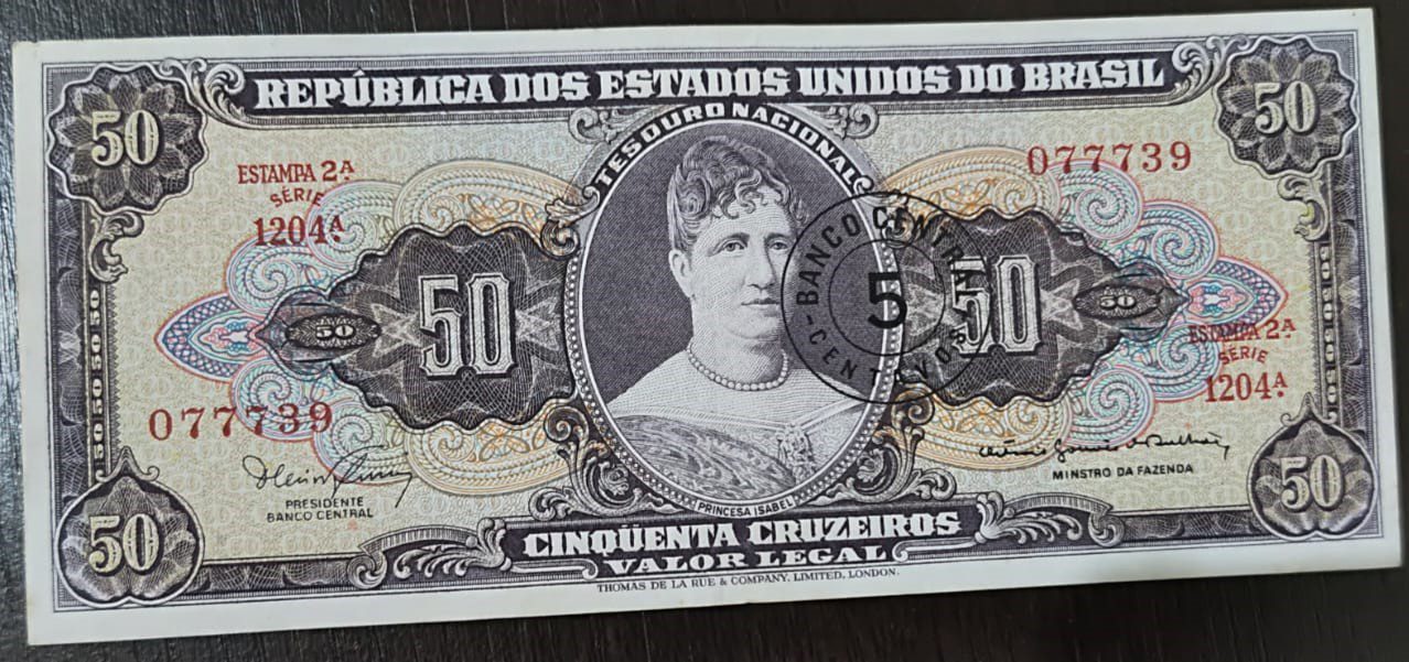| Casa do Colecionador C115 - 50 CRUZEIROS NOVOS 2a ESTAMPA - 1944 - FE - MINSTRO - SÉRIE 1204 077739