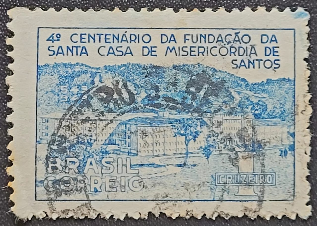 Comemorativos - RHM C0186 (Usado) 400 Anos da Santa Casa de Misericórdia de Santos - 07/11/1943
