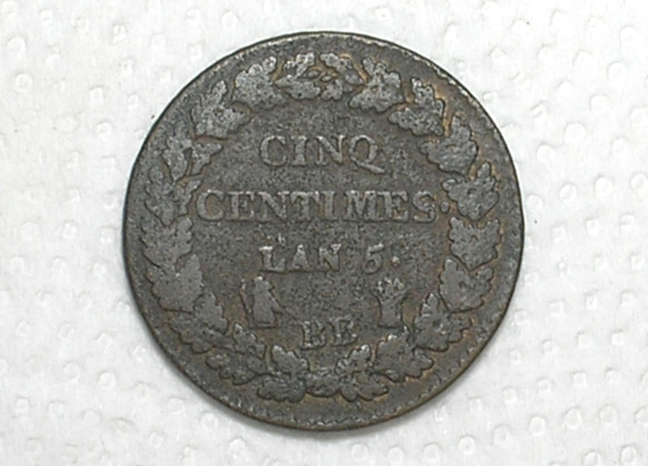 França) 5 Centimes - 1800/1801-BB - Lan'5 / Cobre / Mbc / box56