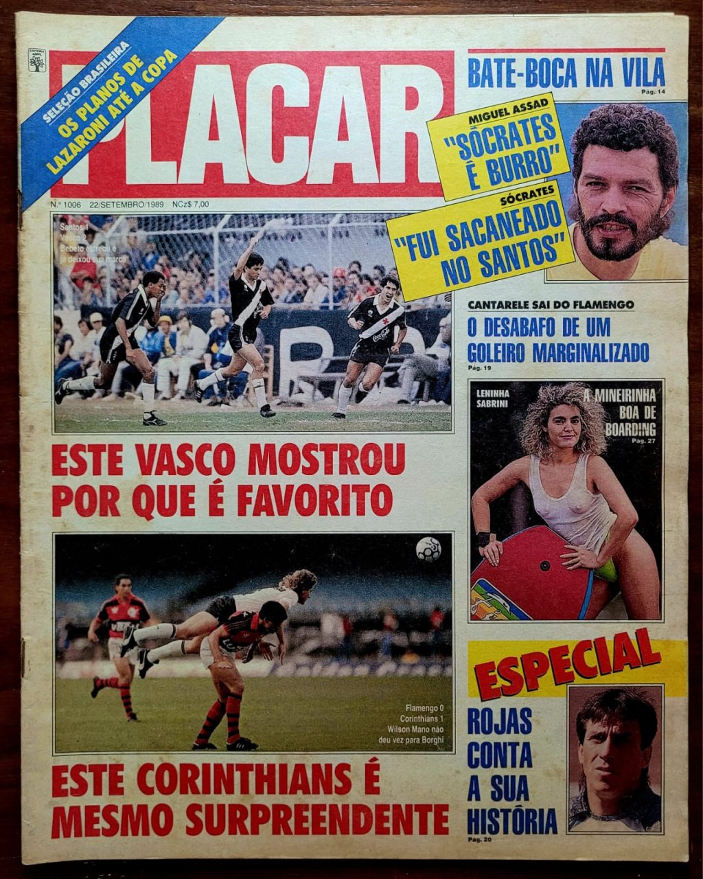Placar Nº 1006 (Revista com 24 Escudinhos para Botões) 22/09/1989