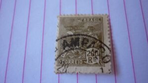 SELO 200 RÉIS COM CARIMBO AMPARO LOTE 447 .
