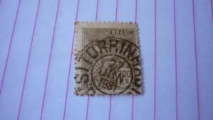 SELO 200 RÉIS COM CARIMBO TORRINHAS LOTE 445 .