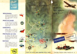 Antigo Folder Vasp - Tabela De Horarios - Anos 50 - Aviação