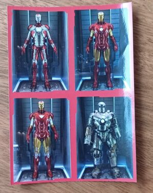 Figurinhas Panini Iron Man 3. Cartela com 4.