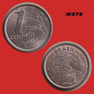 Moeda 1 Centavo Aço Revestido de Cobre - 2,4g - 17mm - 2001 - M978