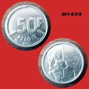 Moeda Bélgica - 50 francos - Níquel - 7g - 22,5mm - 1990 - M1434
