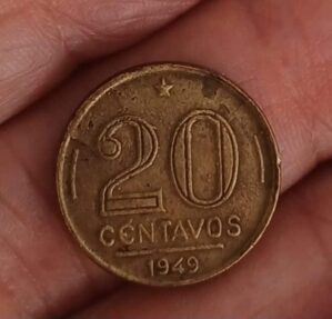 Moeda Brasil de 20 centavos de 1949. Ruy Barbosa.
