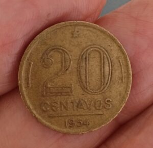 Moeda Brasil de 20 centavos de 1954. Ruy Barbosa