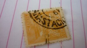 SELO 100 RÉIS COM CARIMBO ANASTACIO LOTE 784 .