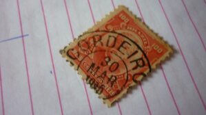 SELO 100 RÉIS COM CARIMBO CORDEIRO LOTE 761 .