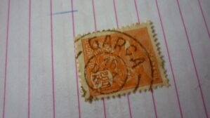 SELO 200 RÉIS COM CARIMBO GARÇA LOTE 1163 .