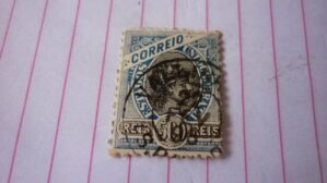 SELO 50 RÉIS COM CARIMBO VALLINHO LOTE 977 .