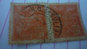 SELO DUPLA 200 REÍS COM CARIMBO R.G.DO SUL LOTE 792 .