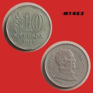 Moeda Argentina - 10 pesos - Bronze Alumínio - 200º aniversário Guillermo Brown - 6,5g - 25,3mm - 1977 - M1463