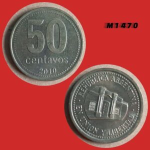 Moeda Argentina - 50 centavos - Bronze Alumínio - 5,8g - 25,2mm - 2010 - M1470