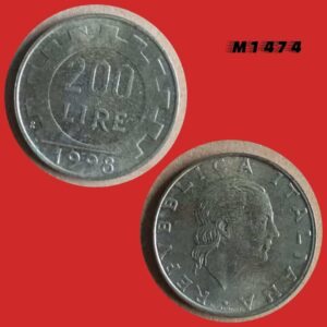 Moeda Itália - 200 liras - Bronze Alumínio - 5g - 24mm - 1998 - M1474