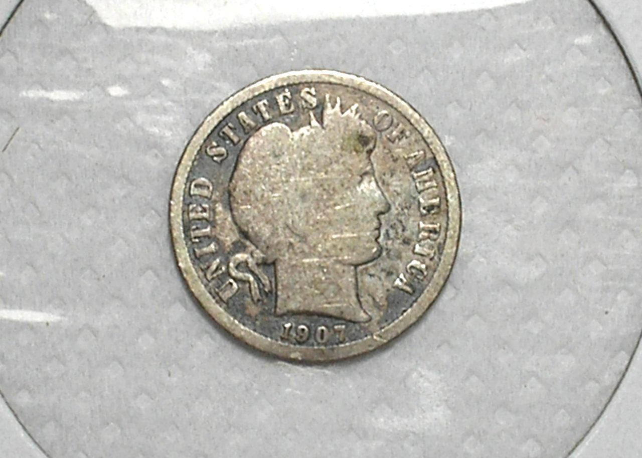 Usa) One Dime -1907-s / Barber / Prata / Vf / cod. 300