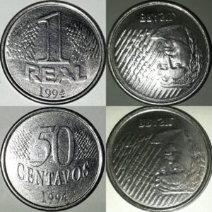 50 CENTAVOS REAL REPÚBLICA 1994 + 1 REAL REPÚBLICA 1994
