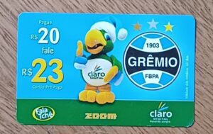 5b1. Cartão telefone Brasil Claro. Futebol Grêmio Fbpa Fala tchê