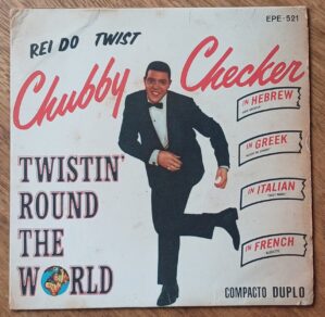 5b3. Capa sem o disco vinil compacto Chubby Checker Twistin round the world.