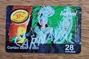 5b3. Cartão telefone Brasil Embratel 2004. Carnaval rainha 28 minutos.