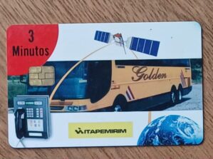 5b3. Cartão telefone Brasil Globalstar. Ônibus Itapemirim de 3 minutos.