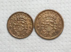 Angola) 20 centavos - 1962 - 18.2mm + 50 Centavos - 1954 - 20mm / Bronze / box63