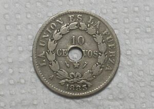 Bolívia Republicana) 10 Centavos - 1883-a / Holed center / 21mm / Co/Ni / box60