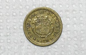 Costa Rica) 5 Centimos - 1920 / Sem serrilha / 15mm / Escassa / Brass / box60