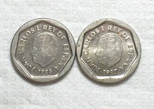 Espanha) 200 Pesetas 1986 - 1987 / 21.7mm / Sob / co/Ni / box60