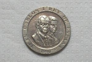 Espanha) 200 Pesetas 1990 / 25.5mm / Juan Carlos / Fc / Co/Ni / box60