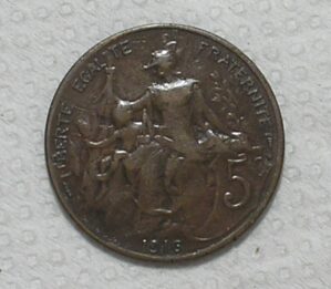 França) 5 Centimes - 1916 / 3ª República / 25mm / Bz / Soberba / box61