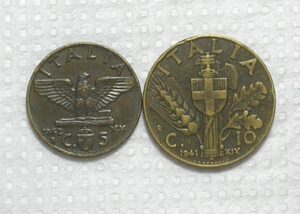 Italia) 5 Centesimi - 1942 - Ano xx + 10 Centesimi - 1941 - Ano xix / Bz/Al / box61