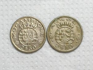 Moçambique) 2-1/2 Escudos - 1965 - 20mm + Angola) 2-1/2 Escudos - 1969 - 20mm / Co/Ni / box63