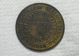 Peru) 1 Sol de Oro - 1948 / 14.4g - 33mm / Brass / box62