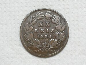 Portugal) XX Réis - 1884 / 30mm / Bronze / Mbc / box63