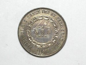 500 Réis - 1867 / Império / Soberba / Bela patina da prata