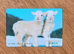 5ab. Passagem Japão. Trem JR Orange card. 2 ovelhas.