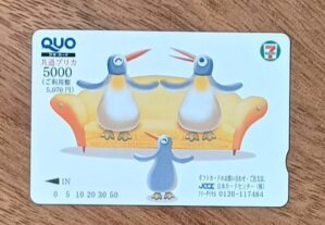 5c1. Cartão de compras Japão Quo Seven Eleven pinguim.