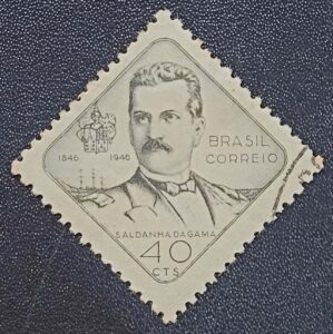 Comemorativos - RHM C0212 (Usado) Centenário do Nascimento do Almirante Luiz Felipe Saldanha da Gama - 07/04/1946