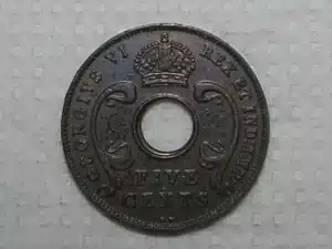 East Africa) 5 Cents- 1937-kn / Escassa / Sob / Bronze / m490