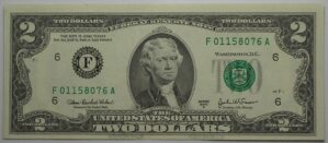 Estados Unidos / 2 Dollars - 2003-a / Flor de Estampa / Selo Verde - Letra F / Jefferson - 8076