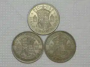 Inglaterra) 1/2 Crown - 1947 / 1948 / 1949 - Soberbas - Cu/Ni / m510